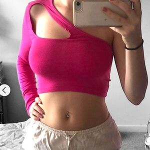 COLLUSION Pink One-Shoulder Women's Top